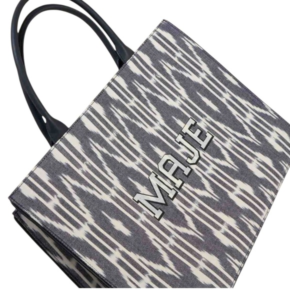 Maje Bleu Marine Tie & Dye Canvas Tote Bag NWT - Picture 3 of 7